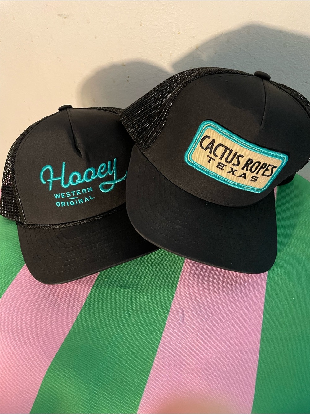 Hooey Kids Black Trucker Hat with Teal Embroidery Patch